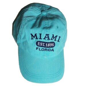 Miami Florida Est. 1896 Baseball Cap 100% Cotton Aqua Blue